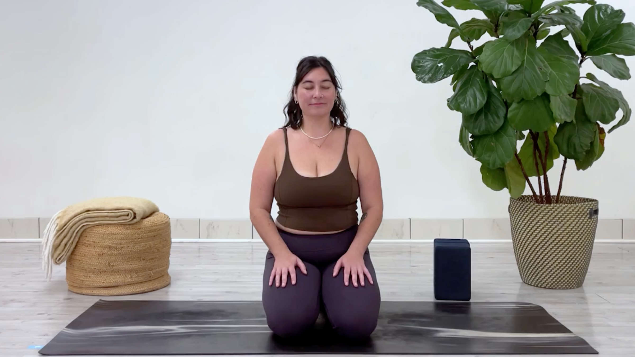 Taylor Lorenz in Thunderbolt Post, part of her yoga for stress relief flow for back to school season